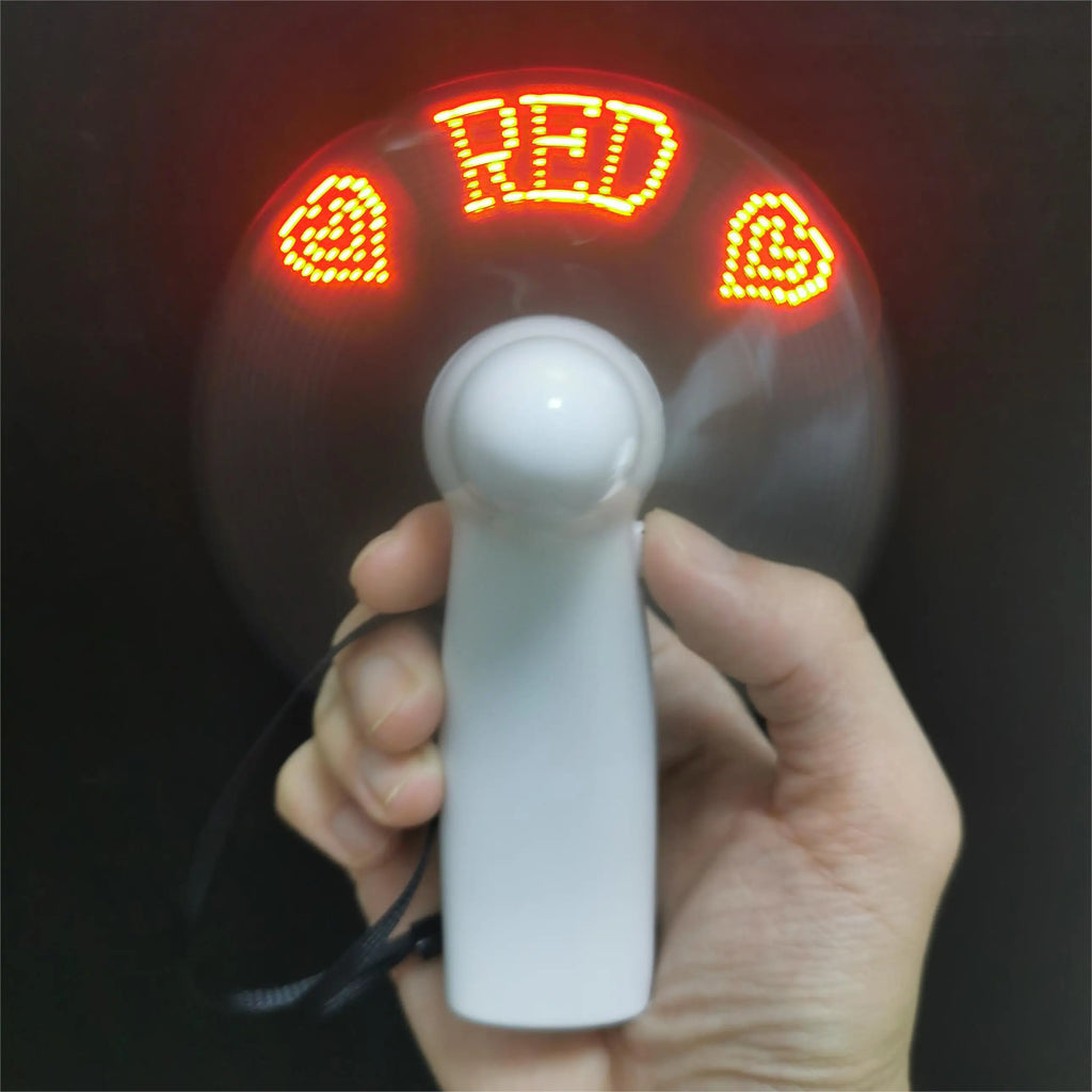 Ventilador LED portátil personalizado con frases iluminadas, ideal para bodas, cumpleaños, fiestas al aire libre, souvenirs y regalos para invitados.