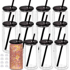 Vasos Snow Globe DIY 16oz para fiestas, con doble pared y agujero pre-perforado, perfectos para purpurina, confeti y manualidades creativas.