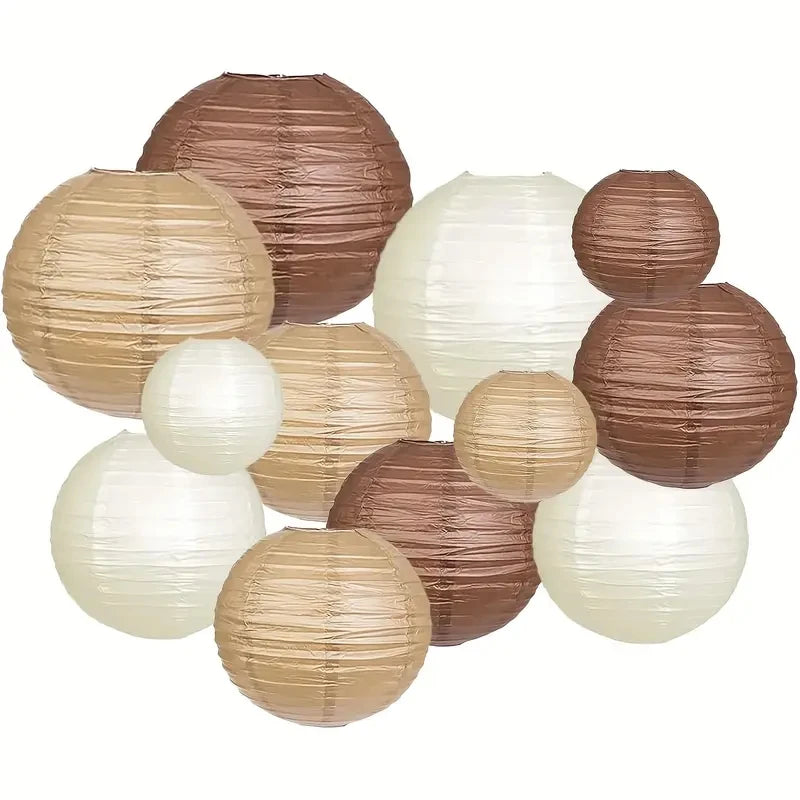 Faroles de Papel Boho Marrón Pack de 12