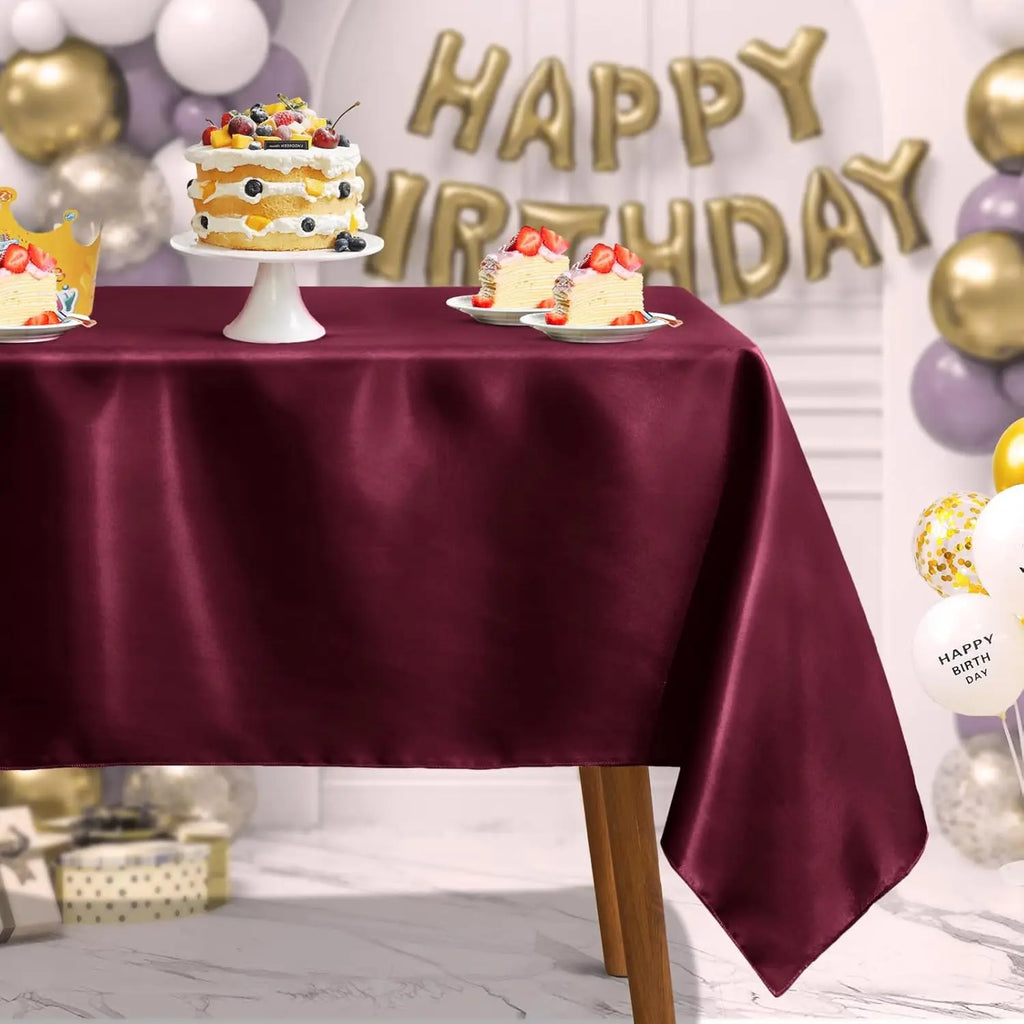 Mantel de Satén Burdeos para Bodas y Eventos
