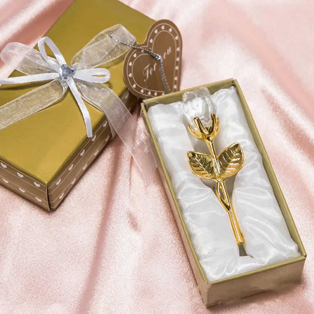 Rosa de Cristal Decorativa con Caja de Regalo