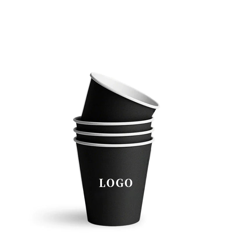 Vasos de papel personalizados con logo para café espresso, degustaciones, eventos corporativos y promociones de marca.