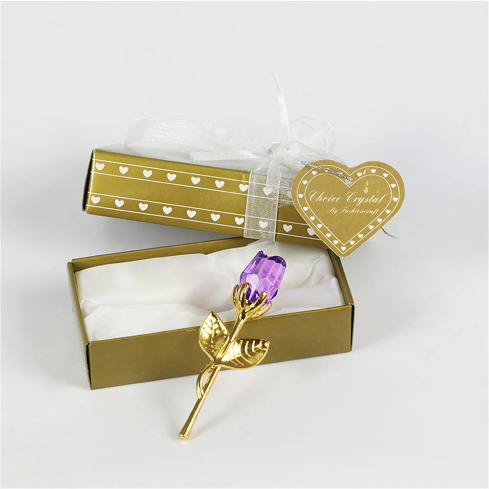 Rosa de Cristal Decorativa con Caja de Regalo