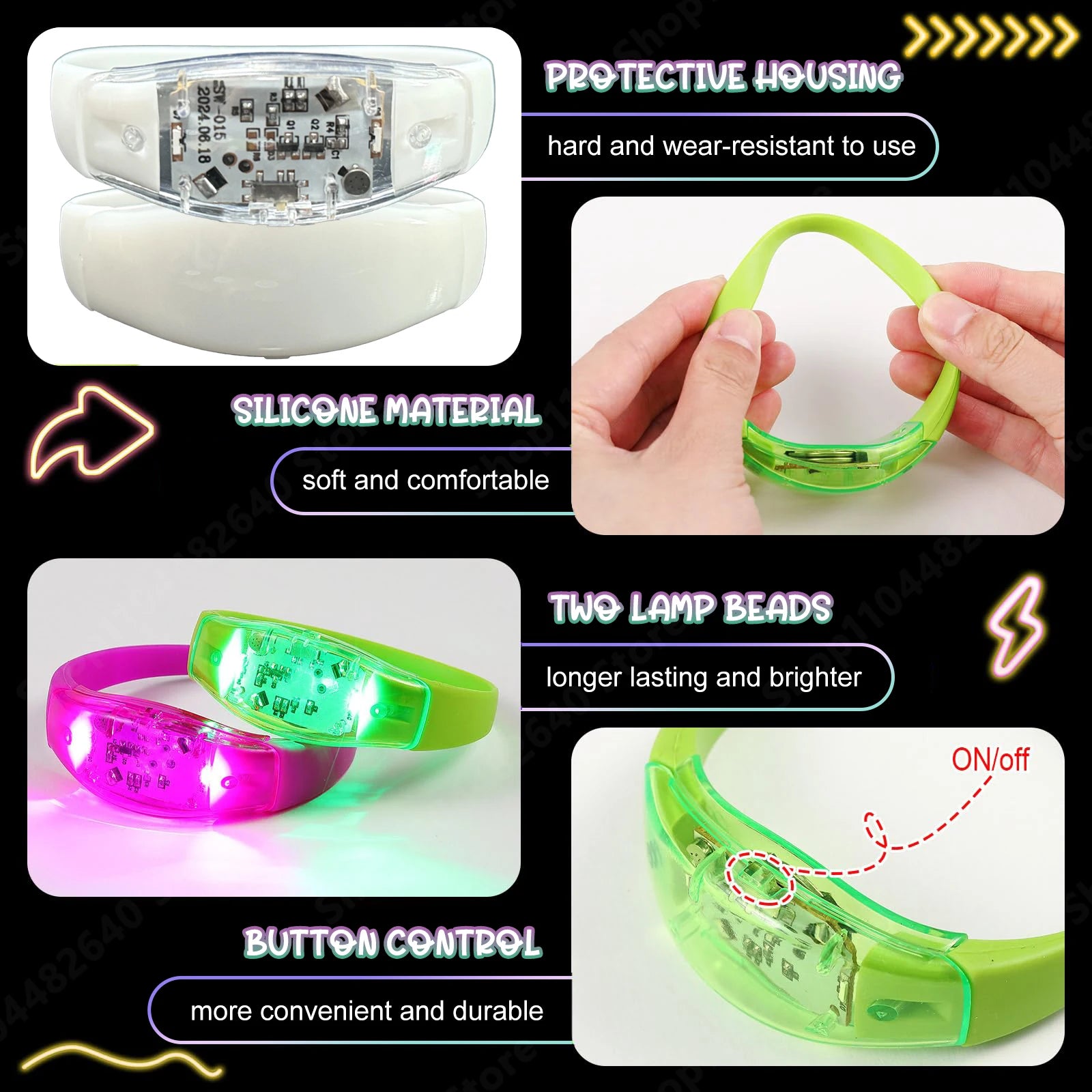 Pulseras LED Activadas por Música