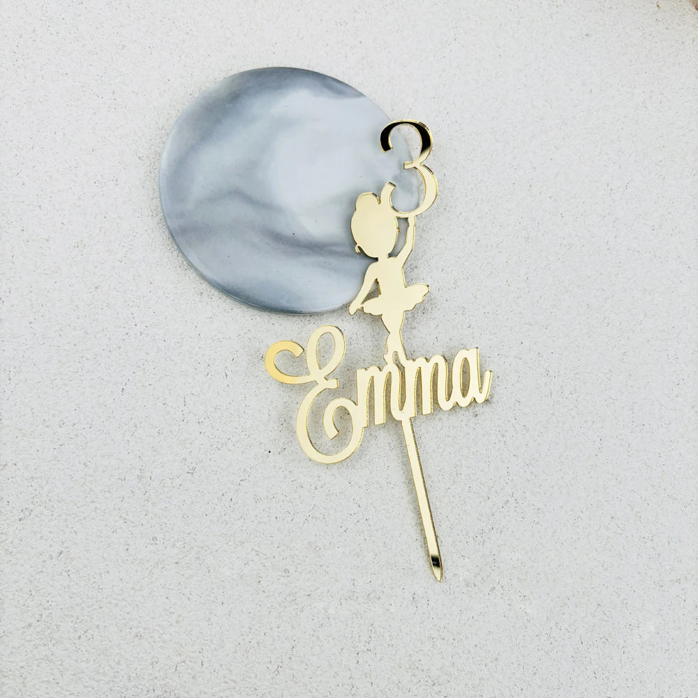 Topper acrílico personalizado para pastel con nombre y edad