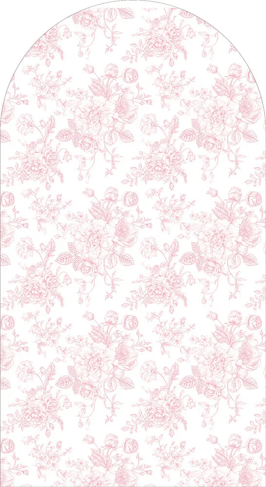 Fondo de arco personalizado rosa con lazo y flores, decoración para primer cumpleaños de niña, material spandex elástico, ideal para baby shower y fotografía de fiesta elegante.
