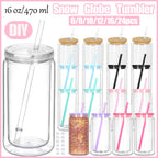 Vasos Snow Globe DIY 16oz para fiestas, con doble pared y agujero pre-perforado, perfectos para purpurina, confeti y manualidades creativas.