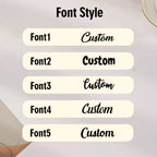 Pegatinas de nombre personalizadas en dorado efecto cristal con acabado elegante, adhesivo fuerte y diseño premium para bodas, regalos y decoración de negocios.