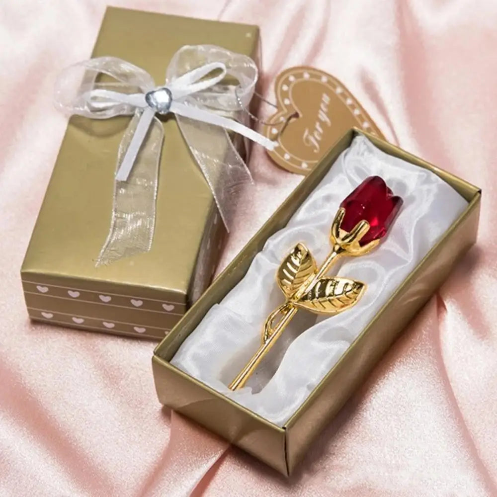 Rosa de Cristal Decorativa con Caja de Regalo