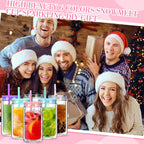 Vasos Snow Globe DIY 16oz para fiestas, con doble pared y agujero pre-perforado, perfectos para purpurina, confeti y manualidades creativas.