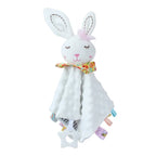 Manta de apego para bebé personalizada con nombre, diseño de elefante y mordedor de silicona, ideal para recién nacidos y niños pequeños.
