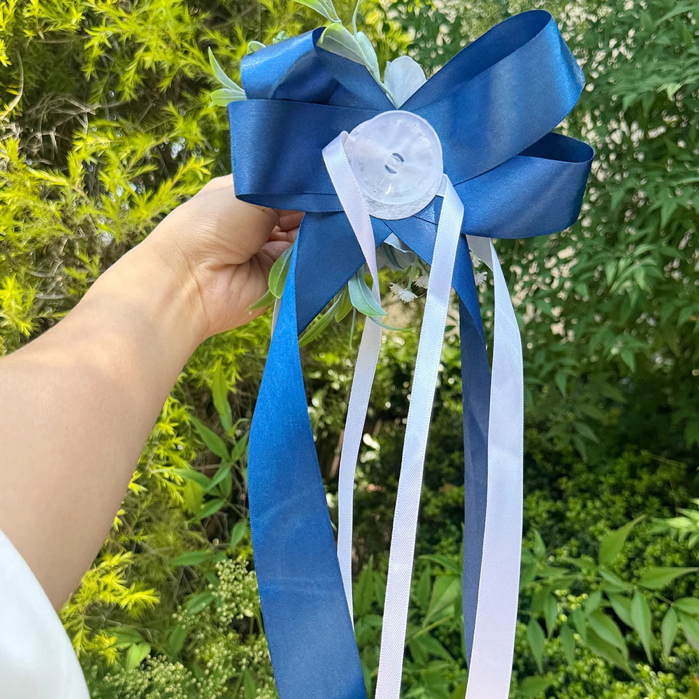 Flor para Espejo de Coche para Boda con Cinta
