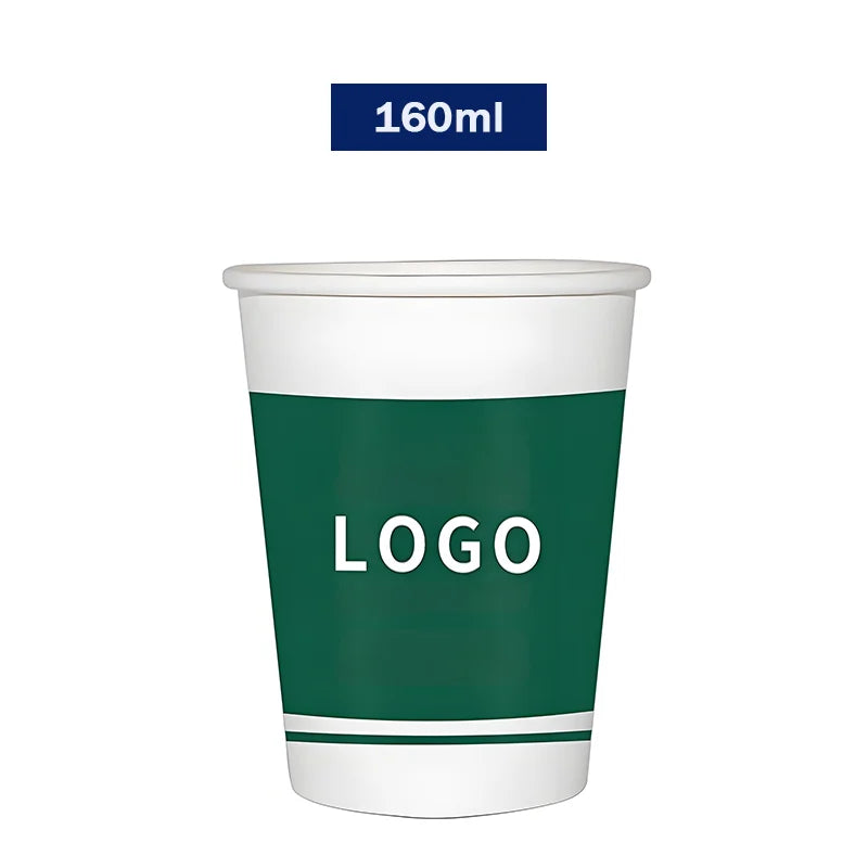 Vasos de papel personalizados con logo para café espresso, degustaciones, eventos corporativos y promociones de marca.