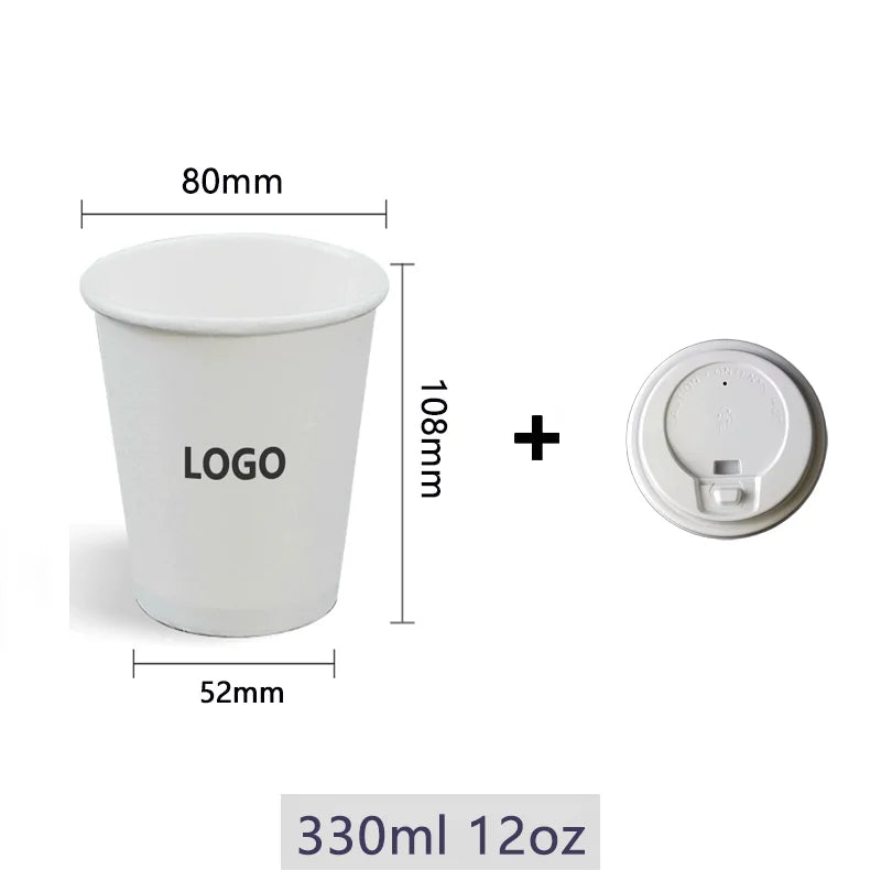 Vasos de papel personalizados de 250ml con nombre o logo, desechables y ecológicos, ideales para fiestas, bodas y eventos con diseño personalizado elegante.