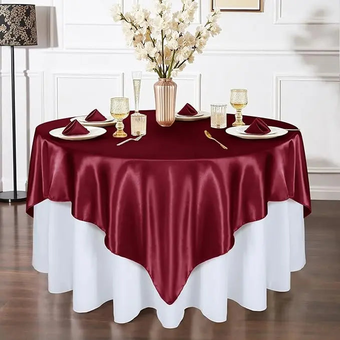 Mantel de Satén Burdeos para Bodas y Eventos
