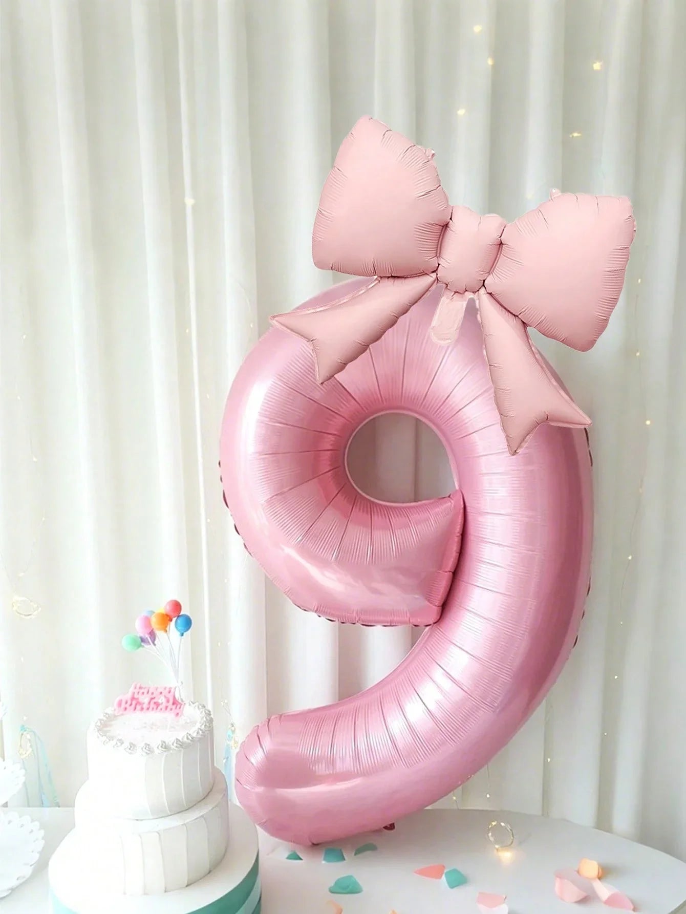 Globo Rosa con Lazo para Cumpleaños y Bodas