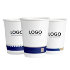 Vasos de papel personalizados de 250ml con nombre o logo, desechables y ecológicos, ideales para fiestas, bodas y eventos con diseño personalizado elegante.