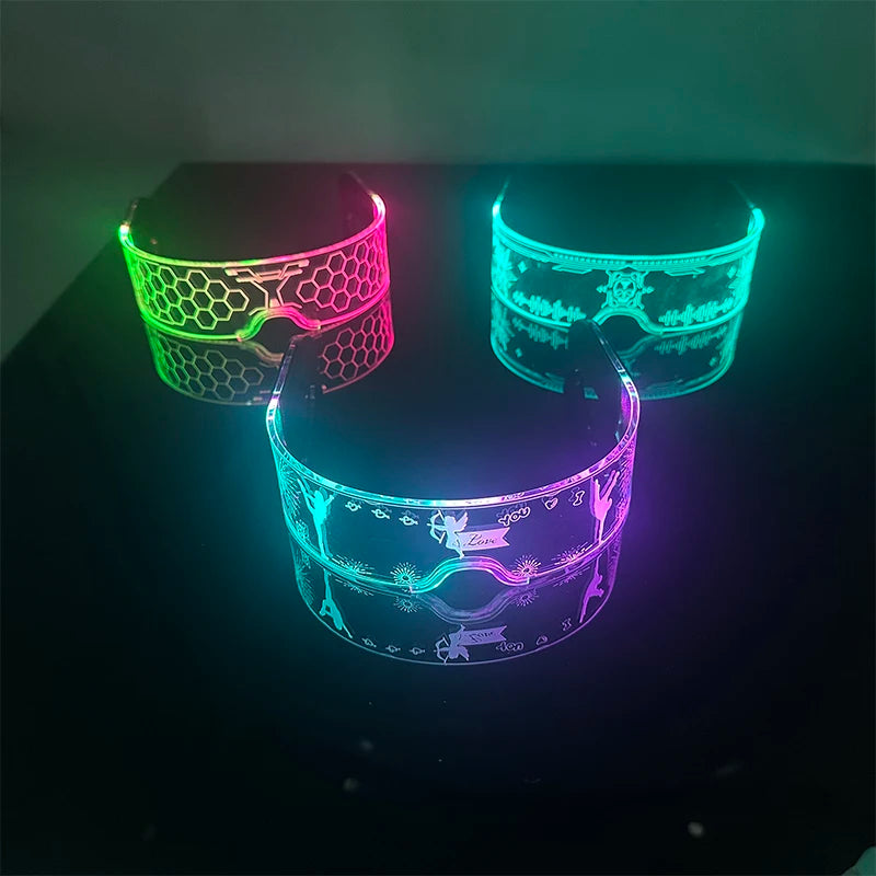 Gafas LED luminosas vistas de frente
