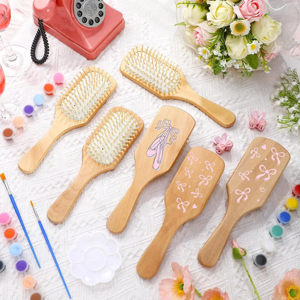 Kit DIY de cepillos de madera con rotuladores multicolor, para pintar y personalizar tus propios cepillos, regalo creativo para fiestas y manualidades.