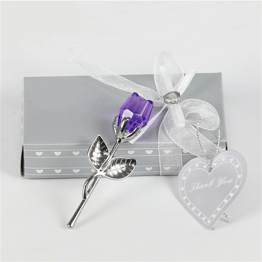 Rosa de Cristal Decorativa con Caja de Regalo