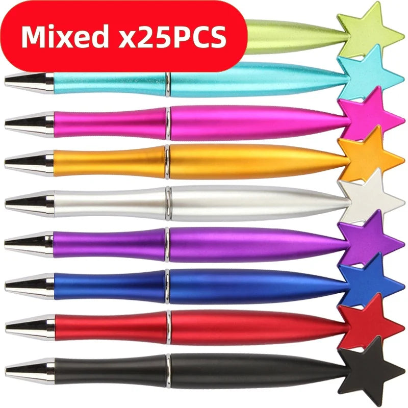 25PCS Customizable Star Ballpoint Pens for Promotional Gifts Colorful Bulk Pens Twist Action for Advertising Business Gifts