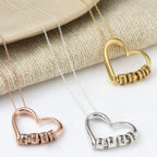 Collar de corazón personalizado para mujer con nombres grabados, joyería elegante de cobre con charms intercambiables, ideal como regalo para mamá y ocasiones especiales.