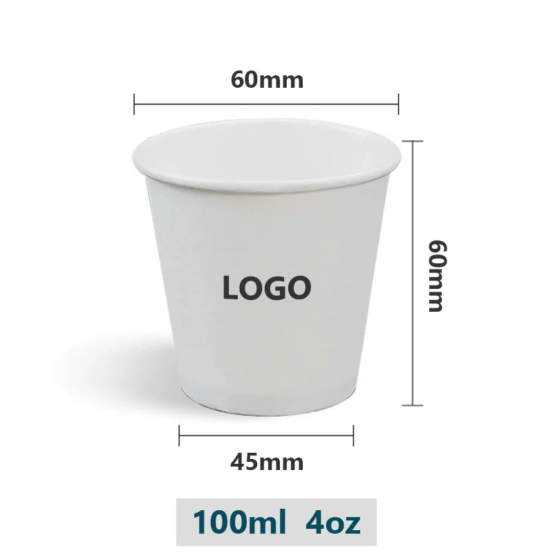 Vasos de papel personalizados con logo para café espresso, degustaciones, eventos corporativos y promociones de marca.